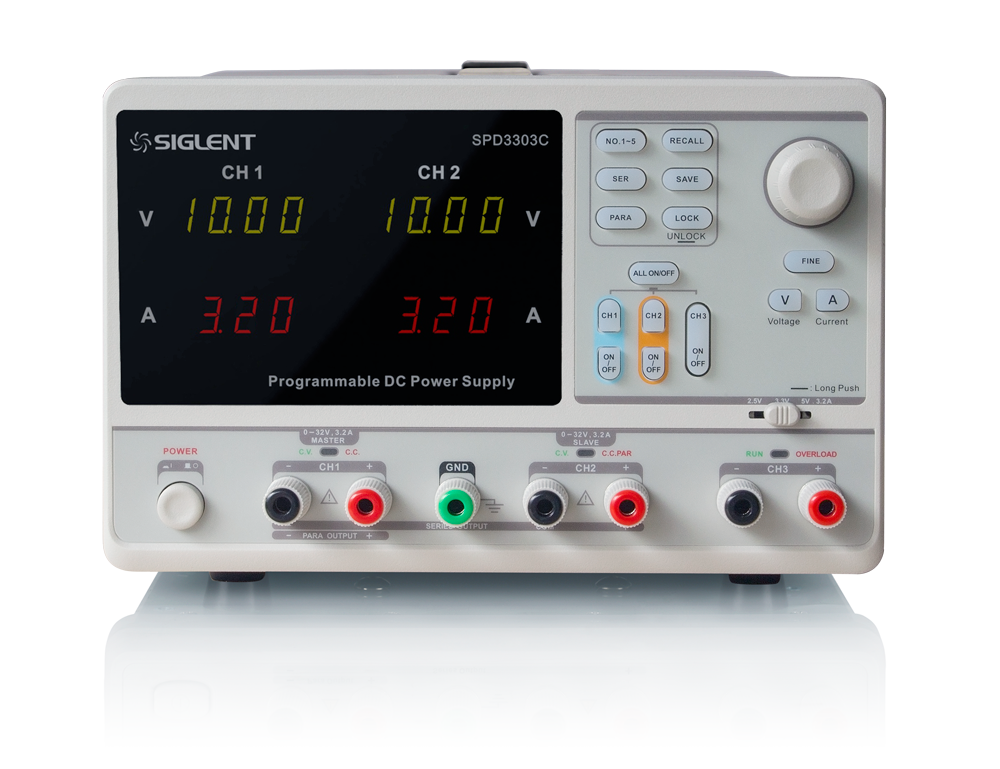 SIGLENT SPD3303C output display and front-panel controls